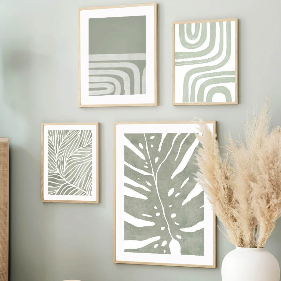 sage green aesthetic gallery wall art canvas poster roomtery