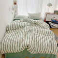 sage green aesthetic striped bedding duvet cover set roomtery aesthetic room decor