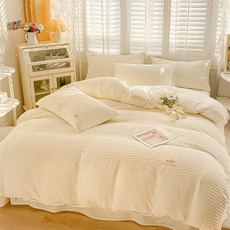 ruffle aesthetic bedding duvet cover set vanilla girl room decor roomtery