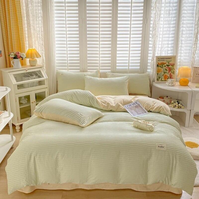 ruffle aesthetic bedding duvet cover set vanilla girl room decor roomtery