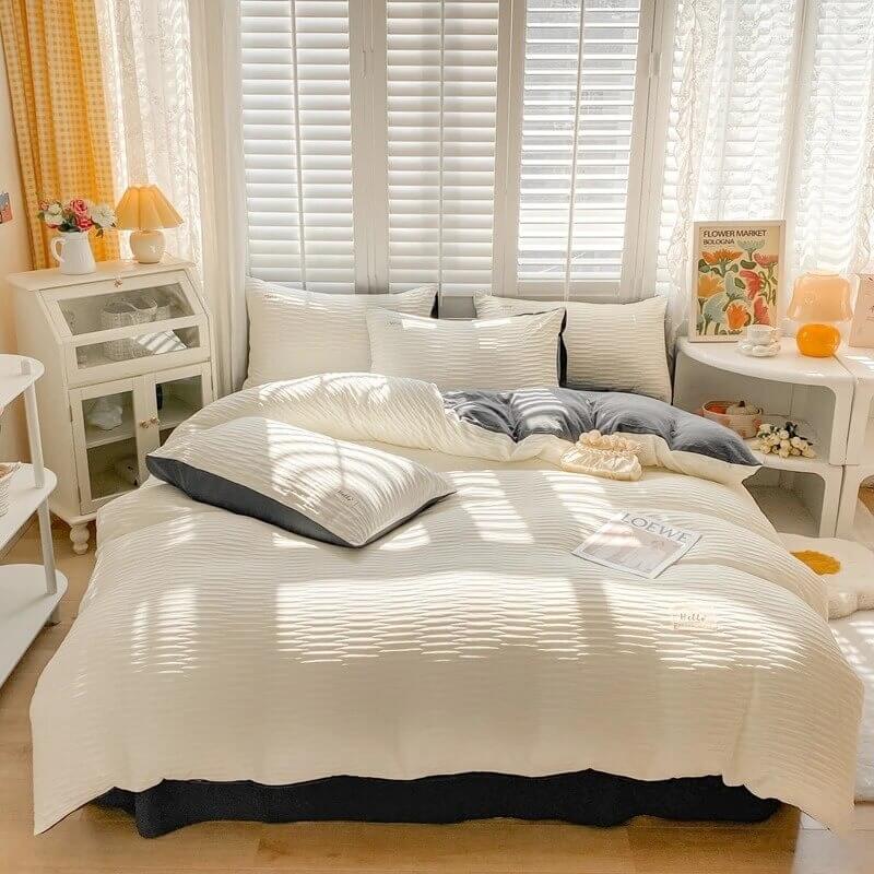 ruffle aesthetic bedding duvet cover set vanilla girl room decor roomtery