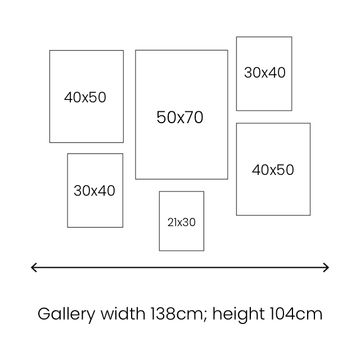 gallery wall layout template for six aesthetic posters roomtery