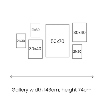 gallery wall layout template for six aesthetic posters roomtery