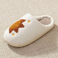 plushie slippers with sun and moon embroidery