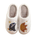 plushie slippers with sun and moon embroidery