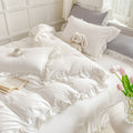 ruffle bedding duvet cover set with soft crumpled bed sheets