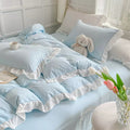 ruffle bedding duvet cover set with soft crumpled bed sheets