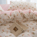 pale pink spring roses print aesthetic bedding duvet cover set