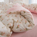 pale pink spring roses print aesthetic bedding duvet cover set