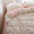 pale pink spring roses print aesthetic bedding duvet cover set