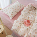 pale pink spring roses print aesthetic bedding duvet cover set