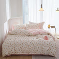 pale pink spring roses print aesthetic bedding duvet cover set