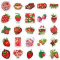 aesthetic sticker pack with bright red strawberries