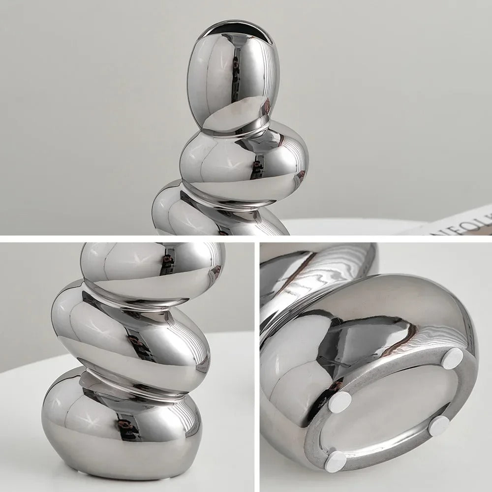 modern aesthetic room decor metallic stones shaped ceramic vase roomtery