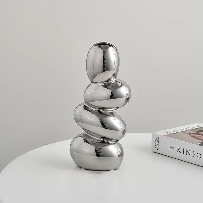 modern aesthetic room decor metallic stones shaped ceramic vase roomtery
