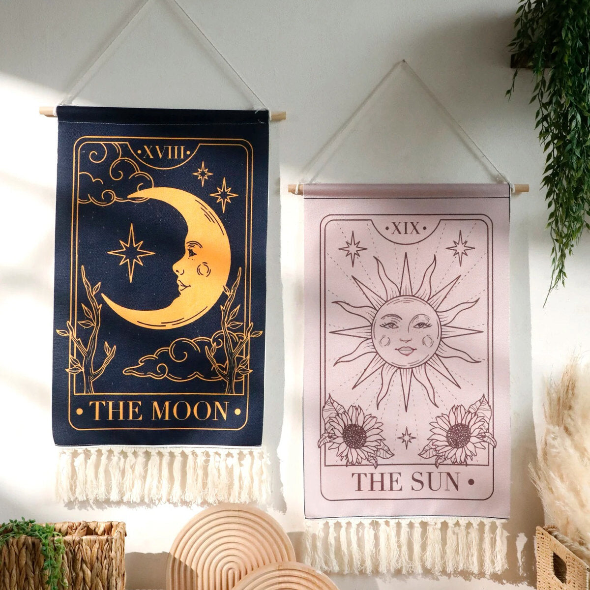 the moon tarot aesthetic wall hanging tapestry