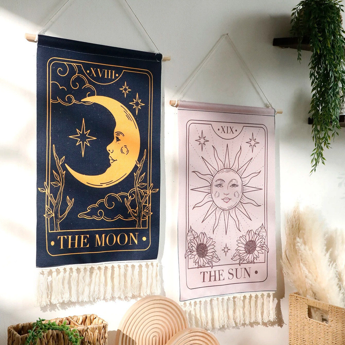 the moon tarot aesthetic wall hanging tapestry