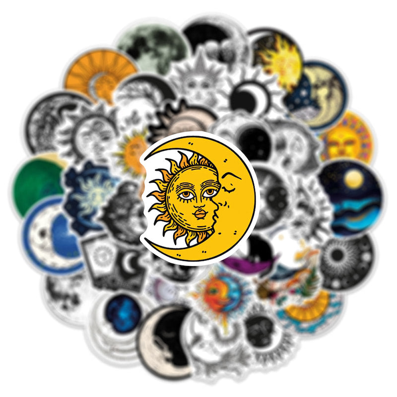 sun and moon witchy aesthetic sticker pack roomtery