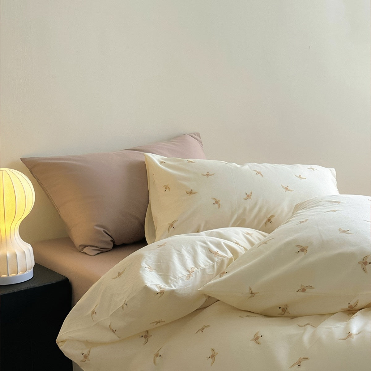 swallow bird print pastel aesthetic bedding duvet cover set