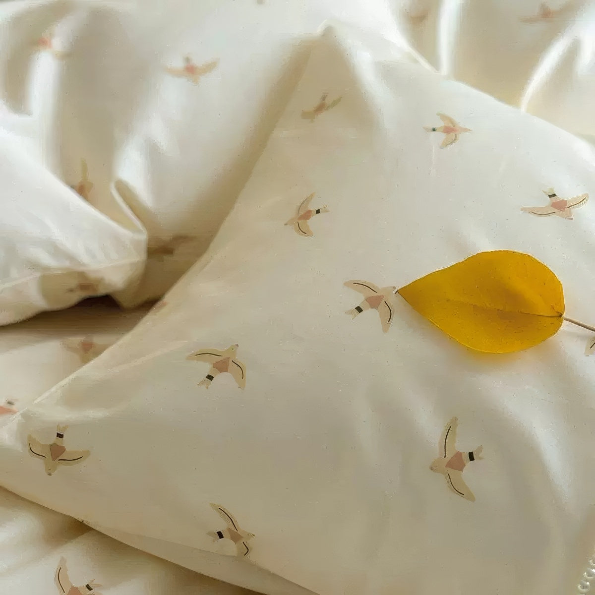 swallow bird print pastel aesthetic bedding duvet cover set