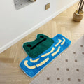 green frog in a blue pond cute tufted accent rug