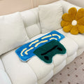 green frog in a blue pond cute tufted accent rug