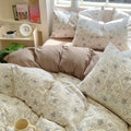 thin outline floral print bedding duvet cover set in brown shades