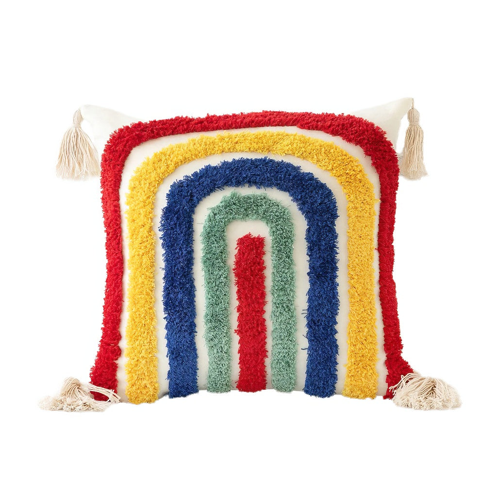 tufted rainbow preppy aesthetic pillow cushion cover