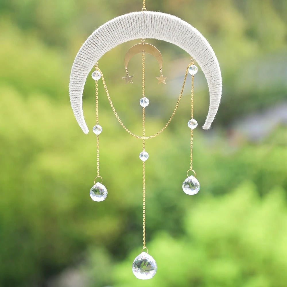 boho aesthetic wall hanging moon shaped sun catcher roomtery room decor