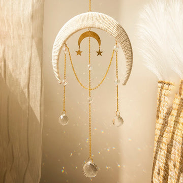 boho aesthetic wall hanging moon shaped sun catcher roomtery room decor