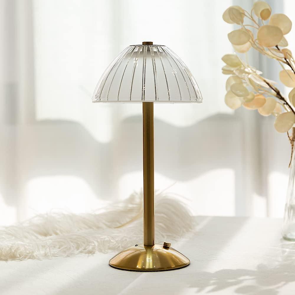 brass metal desk lamp with mushroom shaped lampshade vintage aesthetic room decor roomtery