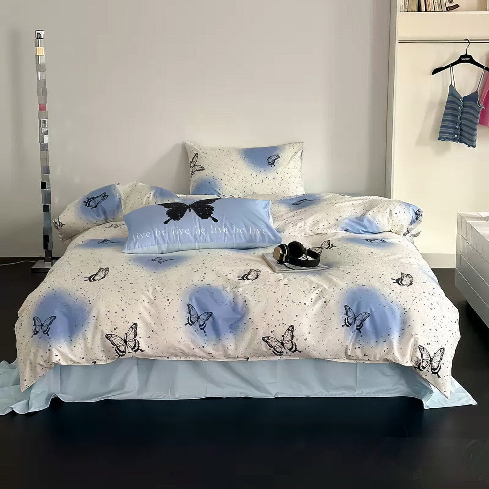 vintage butterflies coquette print y2k aesthetic bedding duvet cover set roomtery room decor 