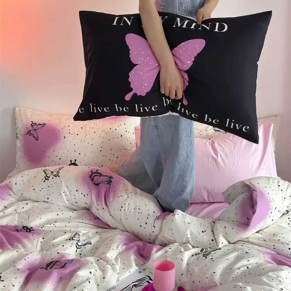 vintage butterflies coquette print y2k aesthetic bedding duvet cover set roomtery room decor