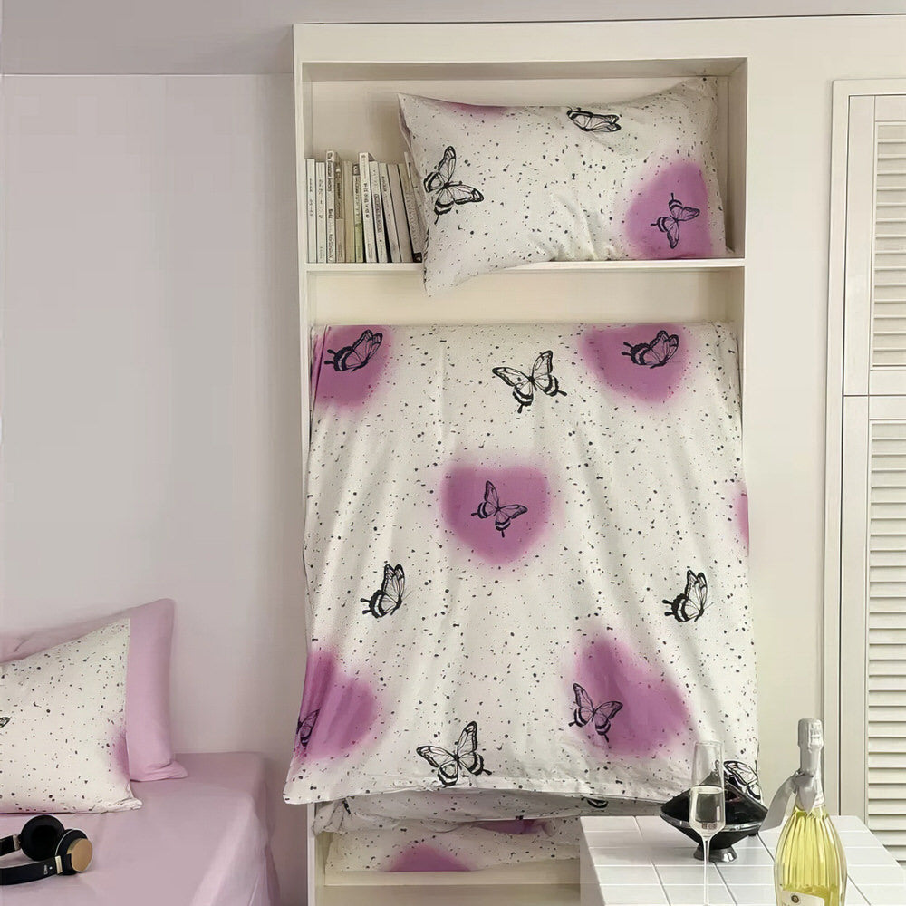 vintage butterflies coquette print y2k aesthetic bedding duvet cover set roomtery room decor