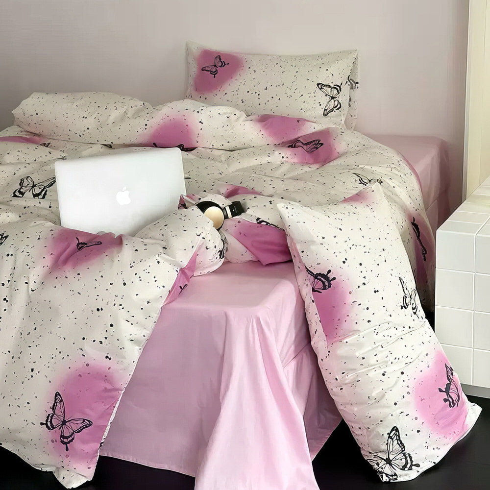 vintage butterflies coquette print y2k aesthetic bedding duvet cover set roomtery room decor