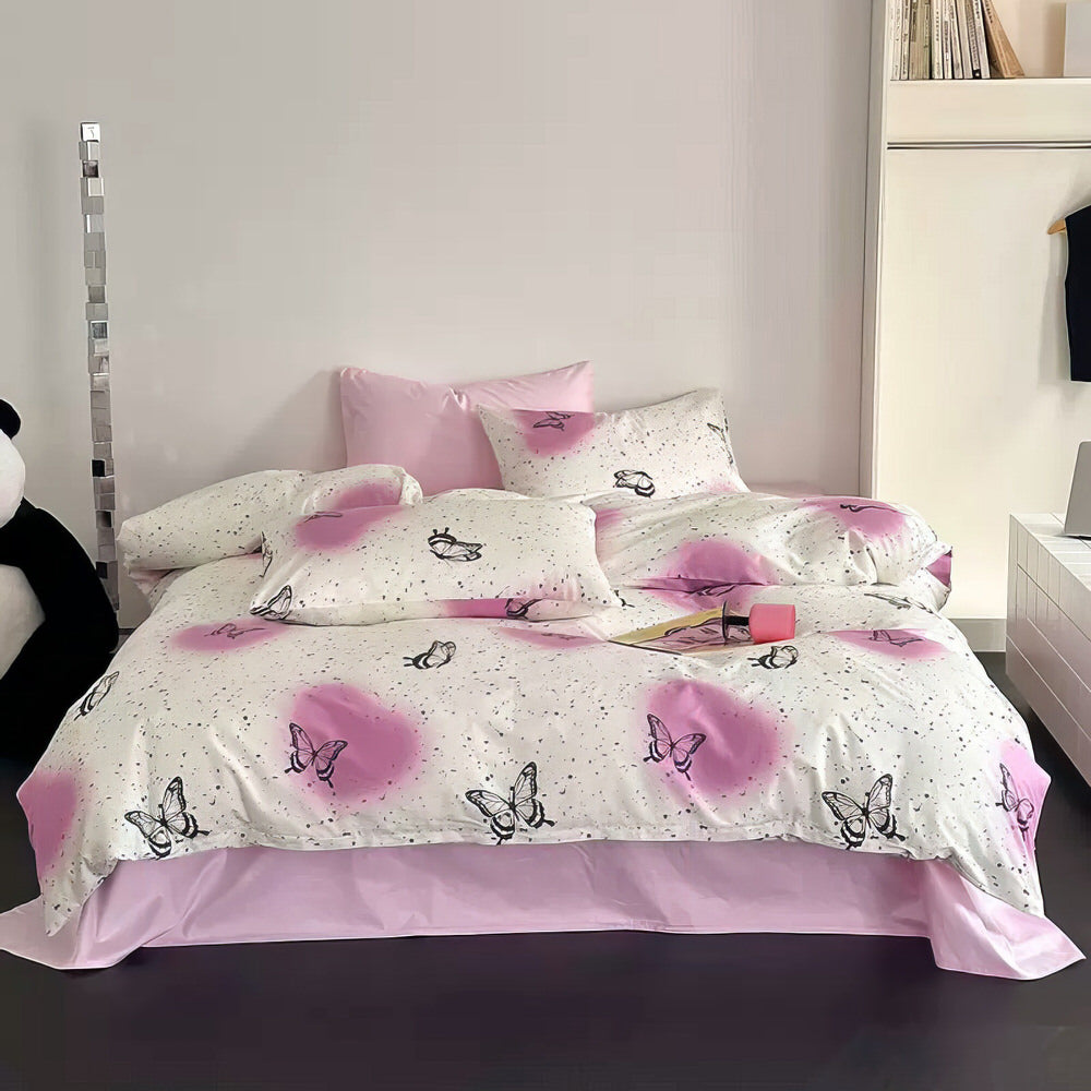 vintage butterflies coquette print y2k aesthetic bedding duvet cover set roomtery room decor