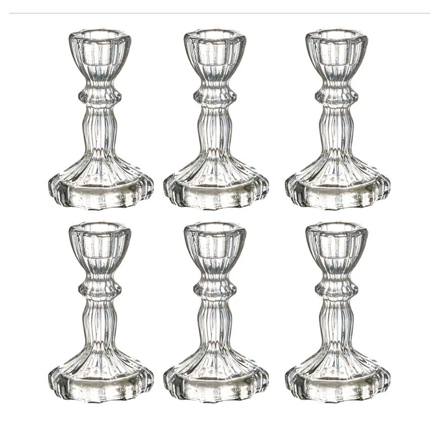 vintage crystal glass candleholder set roomtery