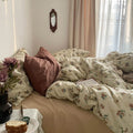 vintage aesthetic floral print in brown shades bedding duvet cover set roomtery