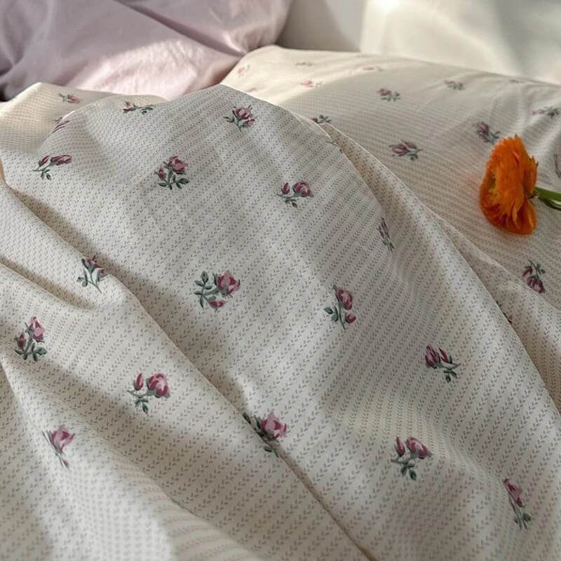 vintage little purple flowers print grandma aesthetic bedding set