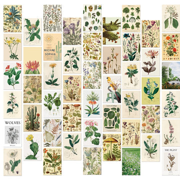 vintage cottagecore aesthetic floral print wall collage cards kit