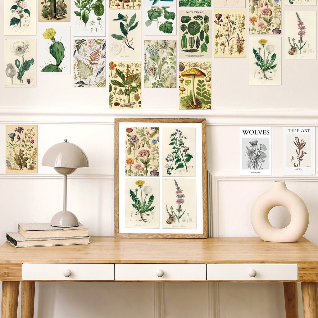 vintage cottagecore aesthetic floral print wall collage cards kit