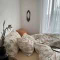 vintage pale brown floral print bedding duvet cover aesthetic bedroom decor roomtery
