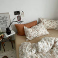 vintage pale brown floral print bedding duvet cover aesthetic bedroom decor roomtery