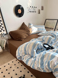 vintage pastel blue stripes bedding duvet cover set