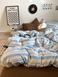vintage pastel blue stripes bedding duvet cover set