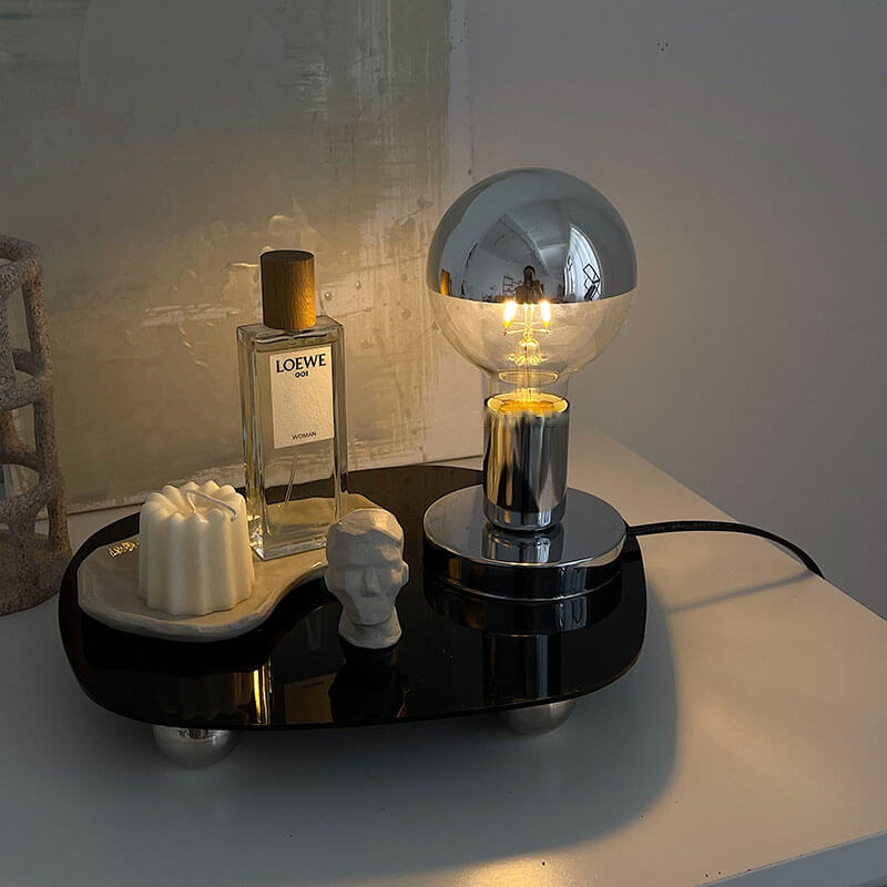 vintage desk lamp silver cover bulb decor roomtery