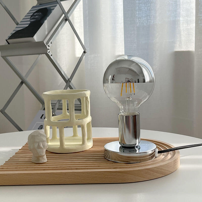 vintage desk lamp silver cover bulb decor roomtery