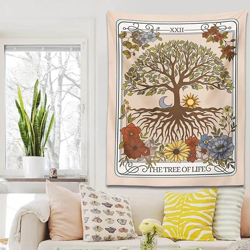 vintage aesthetic tree of life tarot wall hanging tapestry roomtery