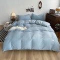 cute waffle stripes textured aesthetic bedding duvet cover set