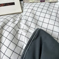 white minimalist grid check print aesthetic duvet cover bedding set